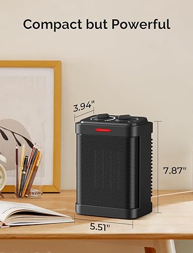 Miniatura 7 de Calentadores de espacio pequeño para uso en interiores, mini calentador de espacio de 1000 W700 W con termostato, protección múltiple, calentador de