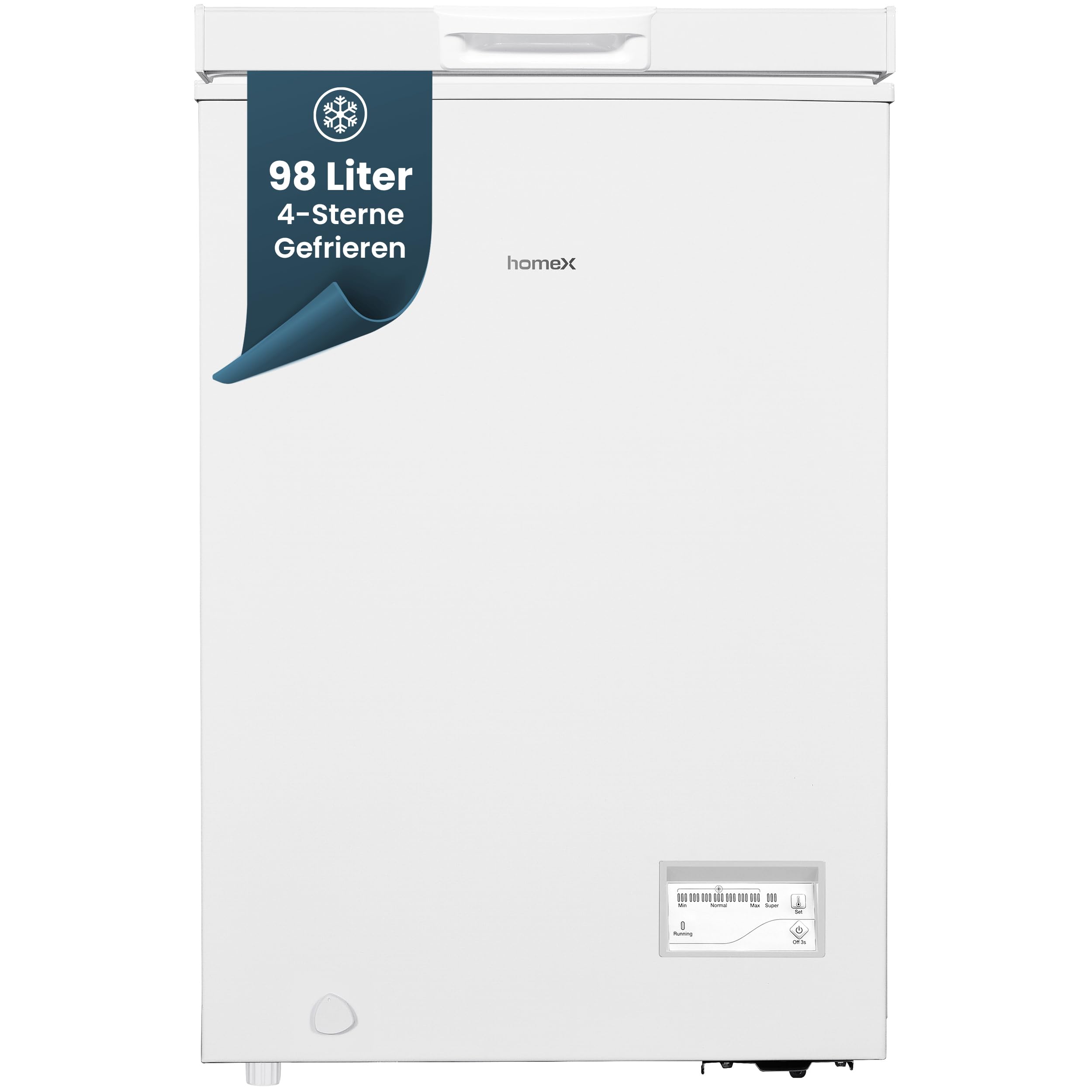 homeX Gefriertruhe 98L 4-Sterne Super-Frost-Funktion LED-Display weiß FT1020-W