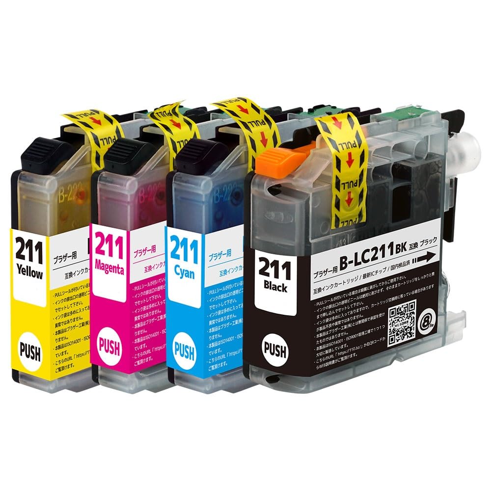 Amazon.co.jp: brother ブラザー LC211-4PK (BK/C/M/Y)【4色】 互換