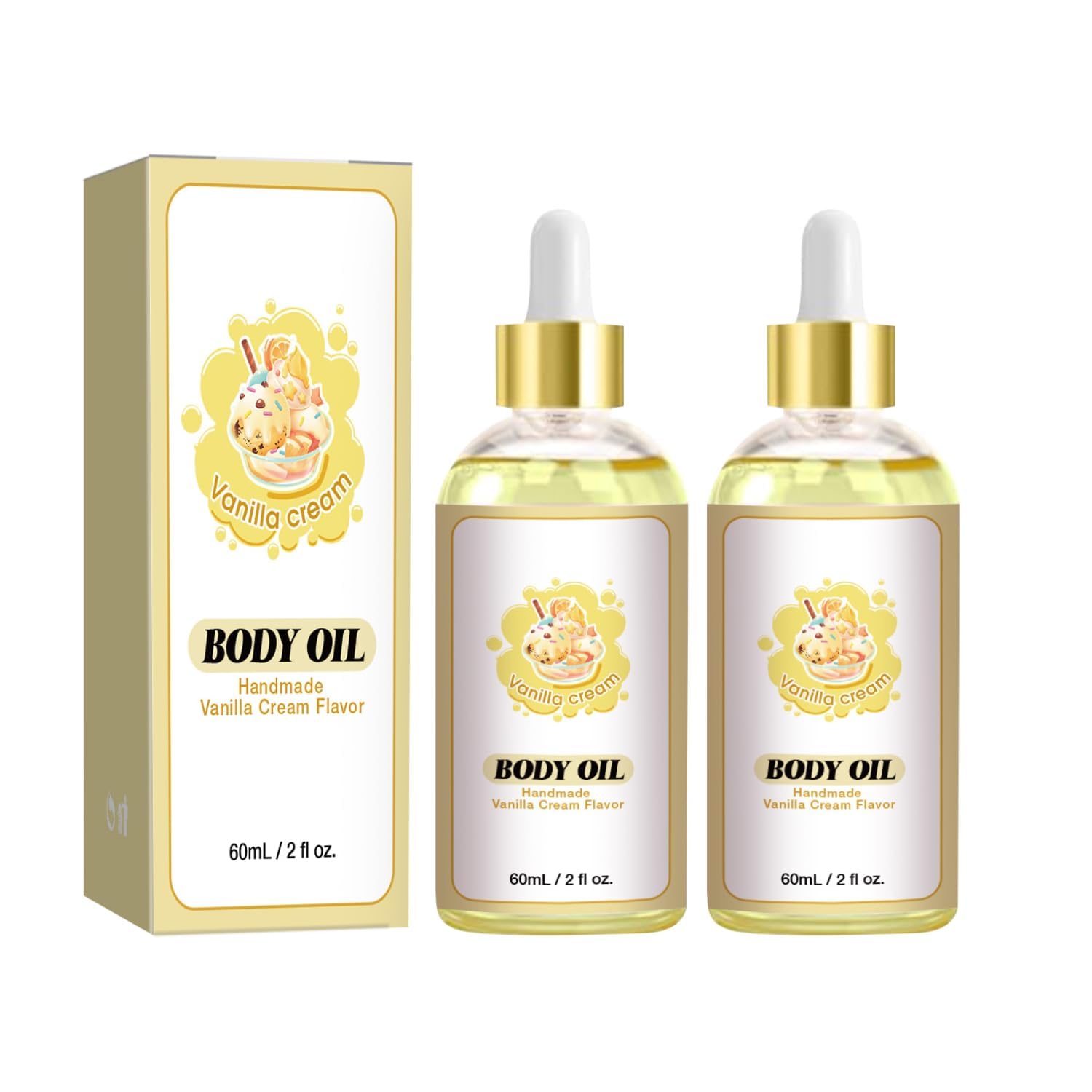 2PCS Body Juice Oil Vanilla Body Oil Vanilla Cake Body Oil Moisturizer Dry Skin Handcrafted Fragrance Moisturizing Oil for Women