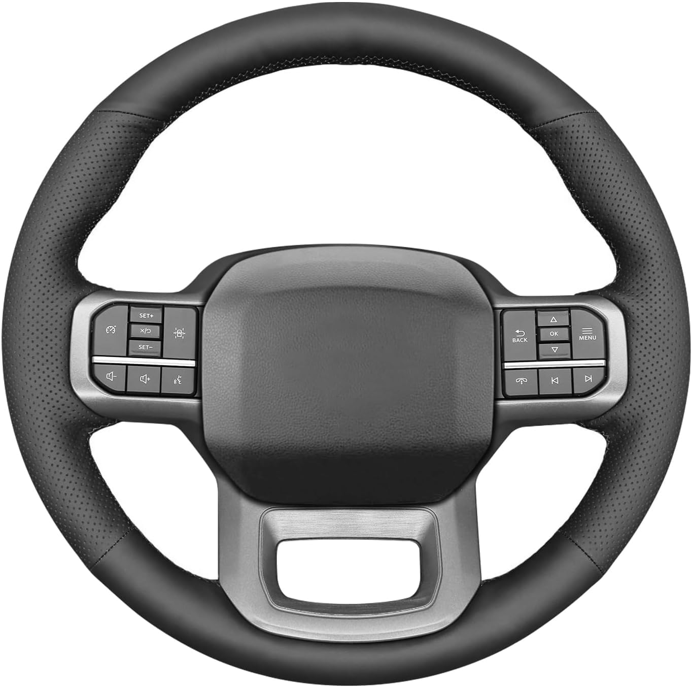 LonckyBlack Genuine Leather Carbon Fiber Suede Steering Wheel Cover for Ford F-150 2021-2024 /Ford F-250 F-350 F-450 F-55- F600 2023 2024 /Ford Expedition 2022-2024 Accessories Custom OEM Parts