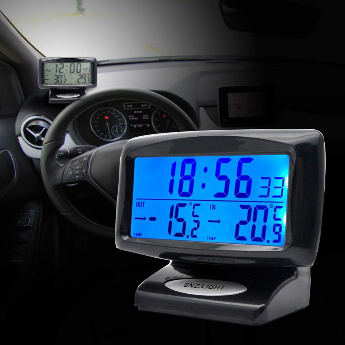 Thermomètre d'horloge de voiture Baceyong, horloge numérique et thermomètre 2 en 1 avec affichage à LED, utilisé pour l'ameublement intérieur et extérieur de la voiture