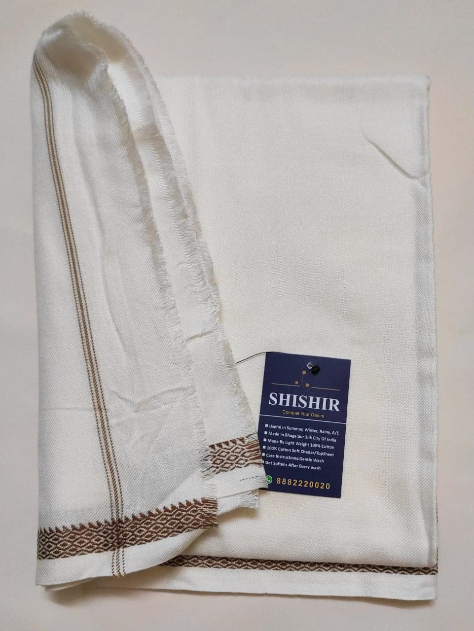SHISHIR Bhagalpuri Chadar is Weaved with Staple Organic Yarn (Mix Cotton Silk) (52X94 in Size Single) Premium Silky Pack of 2-image-33