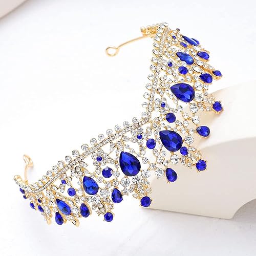 Miniatura 7 de Kamirola - Corona de reina y tiara corona de princesa para mujeres y niñas, diademas de cristal para novias, disfraces góticos de Halloween para