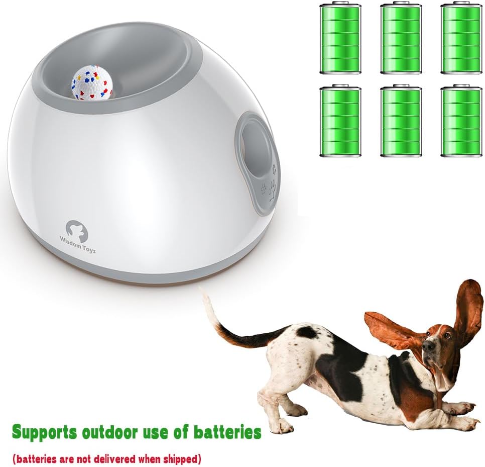 Dog Automatic Ball Launcher - Small Interactive Fun Automatic Dog Ball Throwing Machine with 3 Durable Latex Balls, Adjustable Firing Distance of 10-30 feet, Suitable for Indoor and Outdoor Games