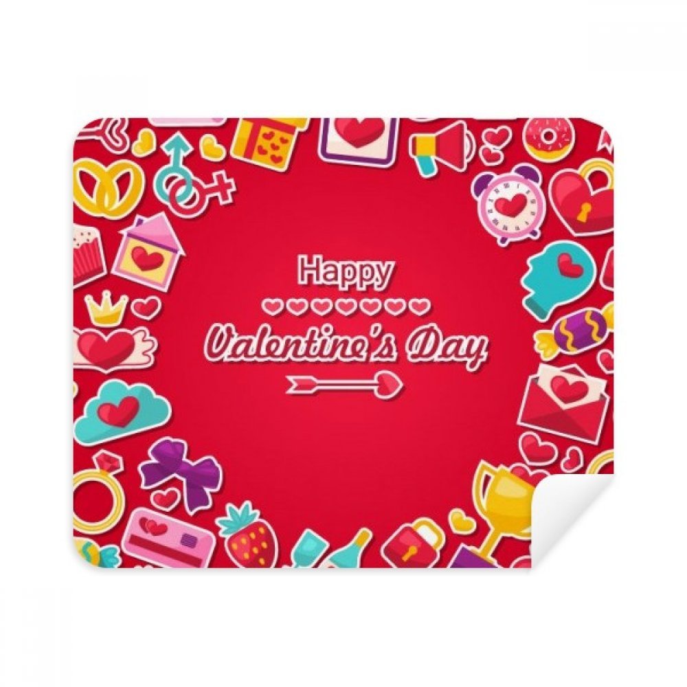 Red Happy Valentine's Day Heart Love Cleaning Cloth Screen Cleaner 2pcs Suede Fabric