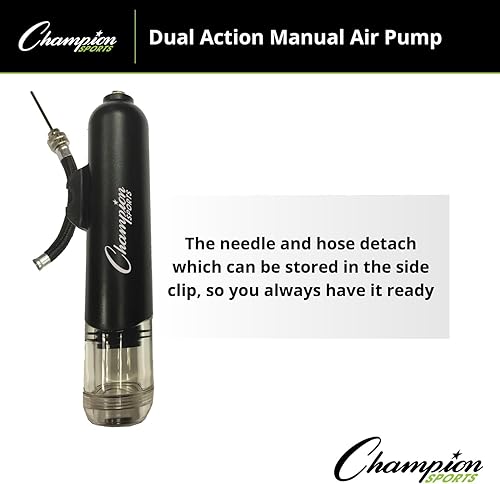 Miniatura 6 de Champion Sports Bomba de aire manual de doble acción, pequeña, negra
