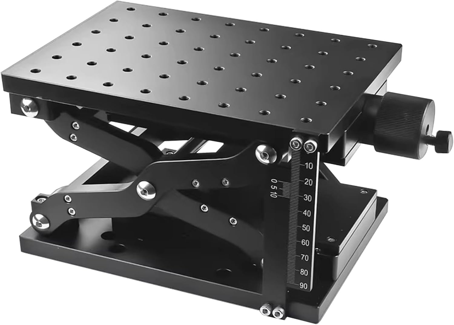 Manueller Laborheber aus Aluminiumlegierung, hochpräziser Lineartisch mit Skala, 120 mm Hub, 30 kg Tragfähigkeit (210 * 150mm)