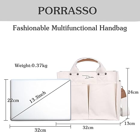 PORRASSO Dames schoudertas casual canvas tas handtas