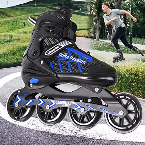 Blade Roller Skates With Giant Wheels For Men And Women, High Performance Adjustable Inline Hockey Skates For Adult, Youth And Boys Outdoor Sports- Blue - Size 5 6 7 8 #TOP6