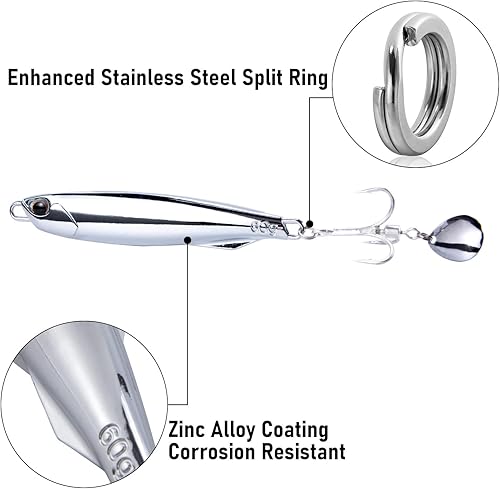 Miniatura 4 de Dr.Fish Paquete de 3 cucharas de jigging, plantillas de fundición de metal, ganchos agudos con cuchillas, cucharas de fundición de agua salada,