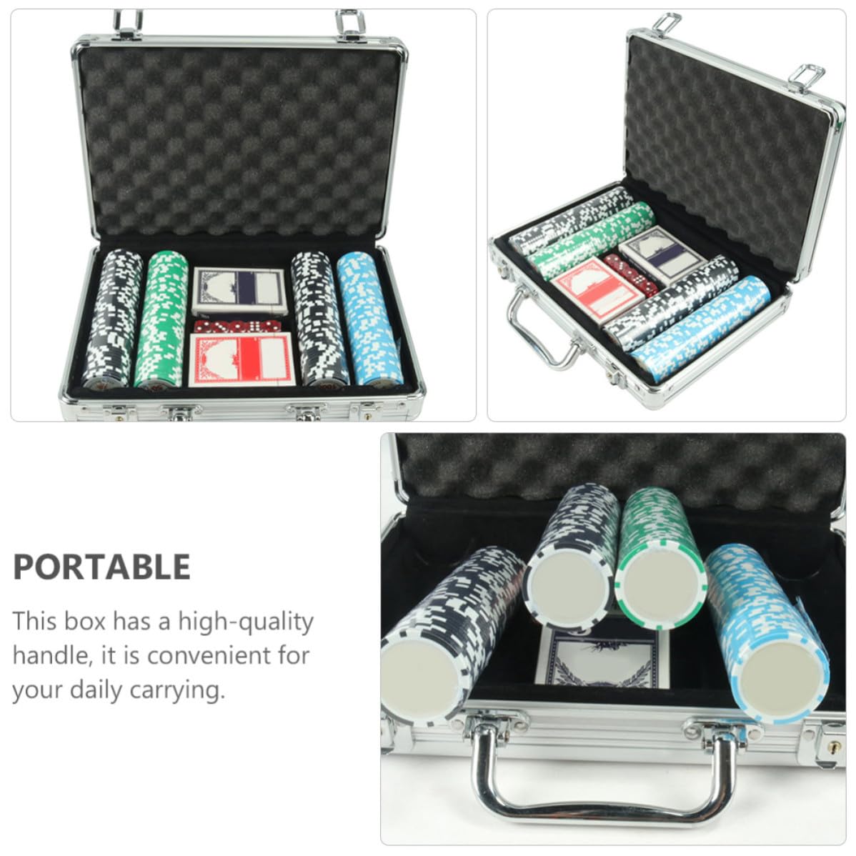 TOPBATHY Valigetta Portacarte da Poker in Alluminio, Robusta, Argento