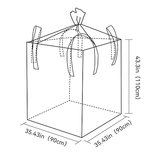 Miniatura 4 de FIBC Bolsa a granel, bolsa de una tonelada, 35 pulgadas de largo x 35 pulgadas de ancho x 43 pulgadas de alto, 2200 libras Swl, parte superior de