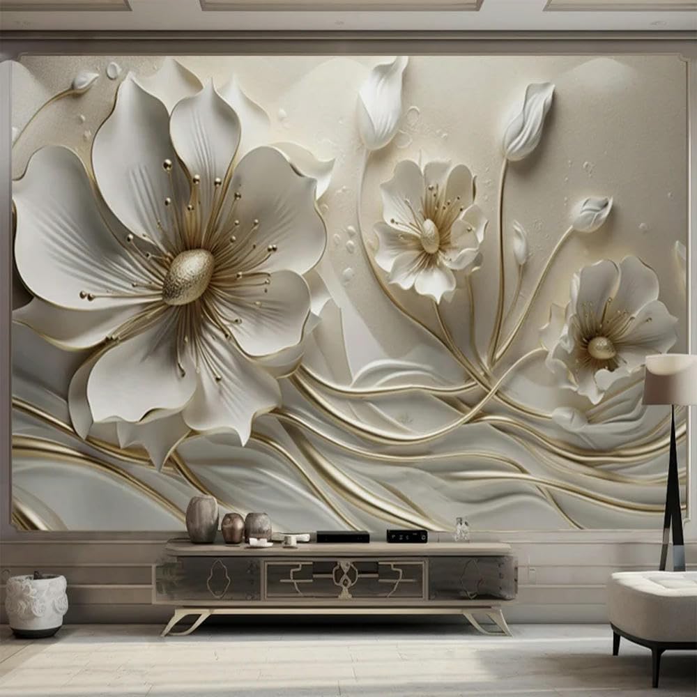Papier peint relief 3D bijoux fleurs sur mesure haut de gamme