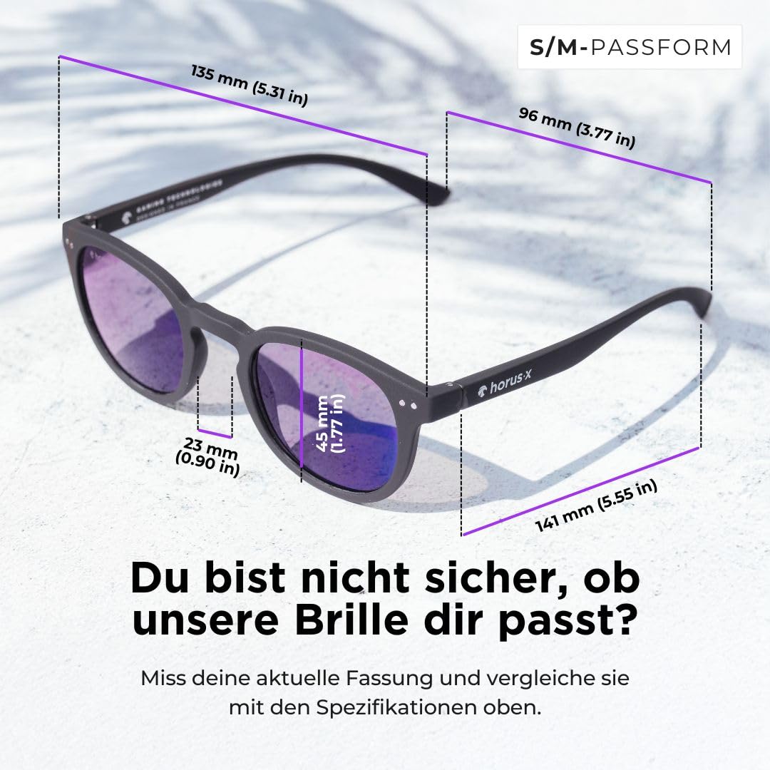 Horus X • Blaulichtfilter Brille Herren Damen | Blue Light Glasses | Gegen Ermüdung & Augenbelastung | Sonnenbrille