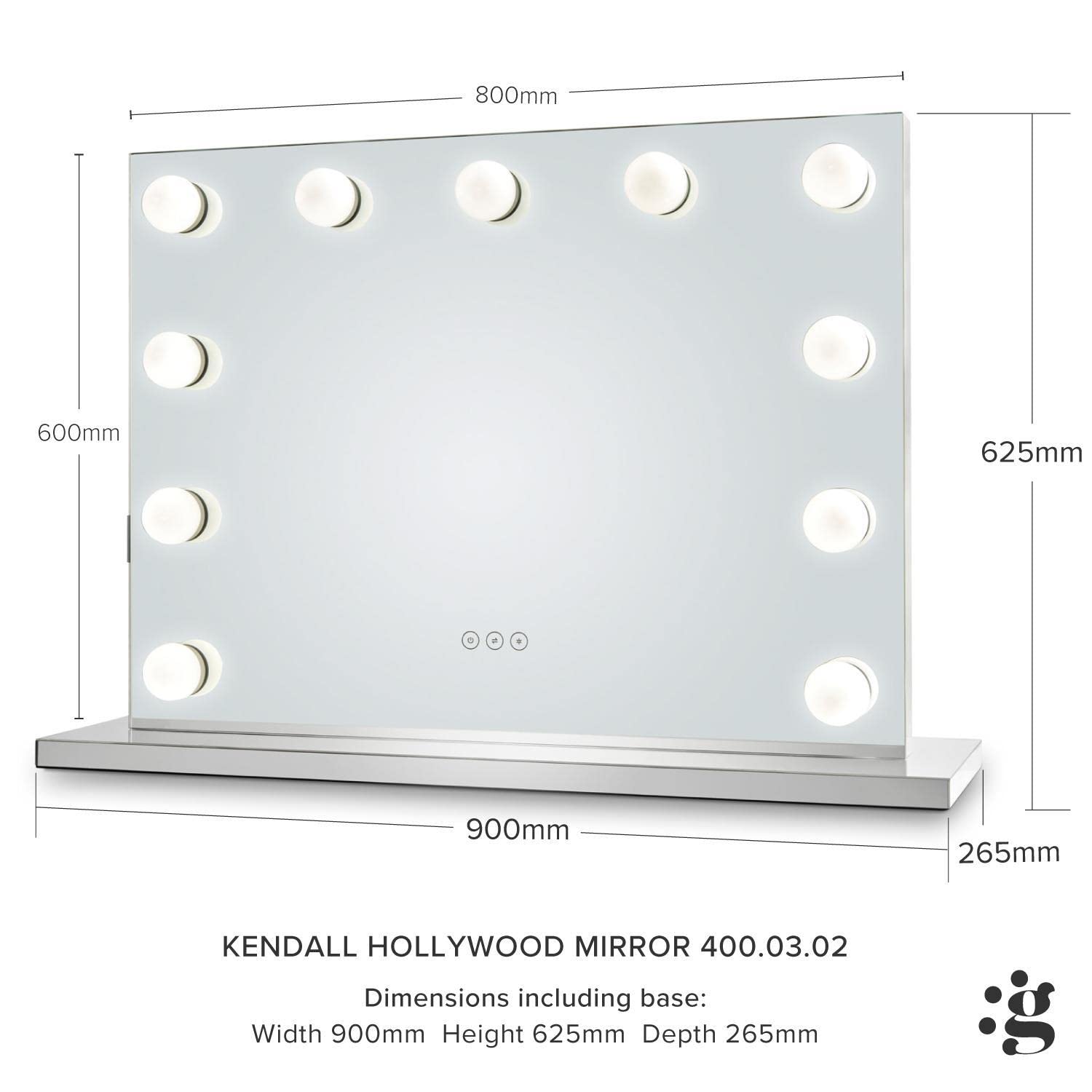 Buy Glamour Mirrors™ Kendall LED Hollywood Mirror Day to Night Colour