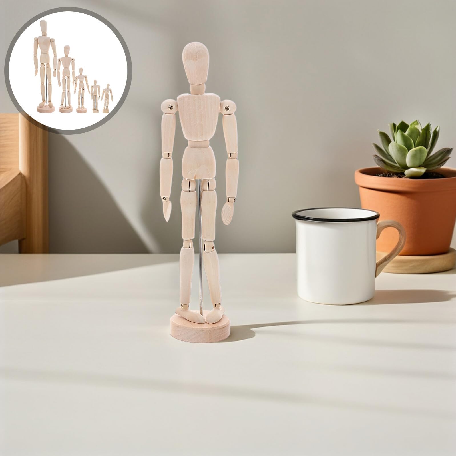 LIFKOME 5 Pièces Mannequin Dessin Bois Articulé Modèle Humain Ajustable avec Support Stable Outil Artistique Polyvalent pour Étude de Figure et Croquis Décor de Bureau Élégant