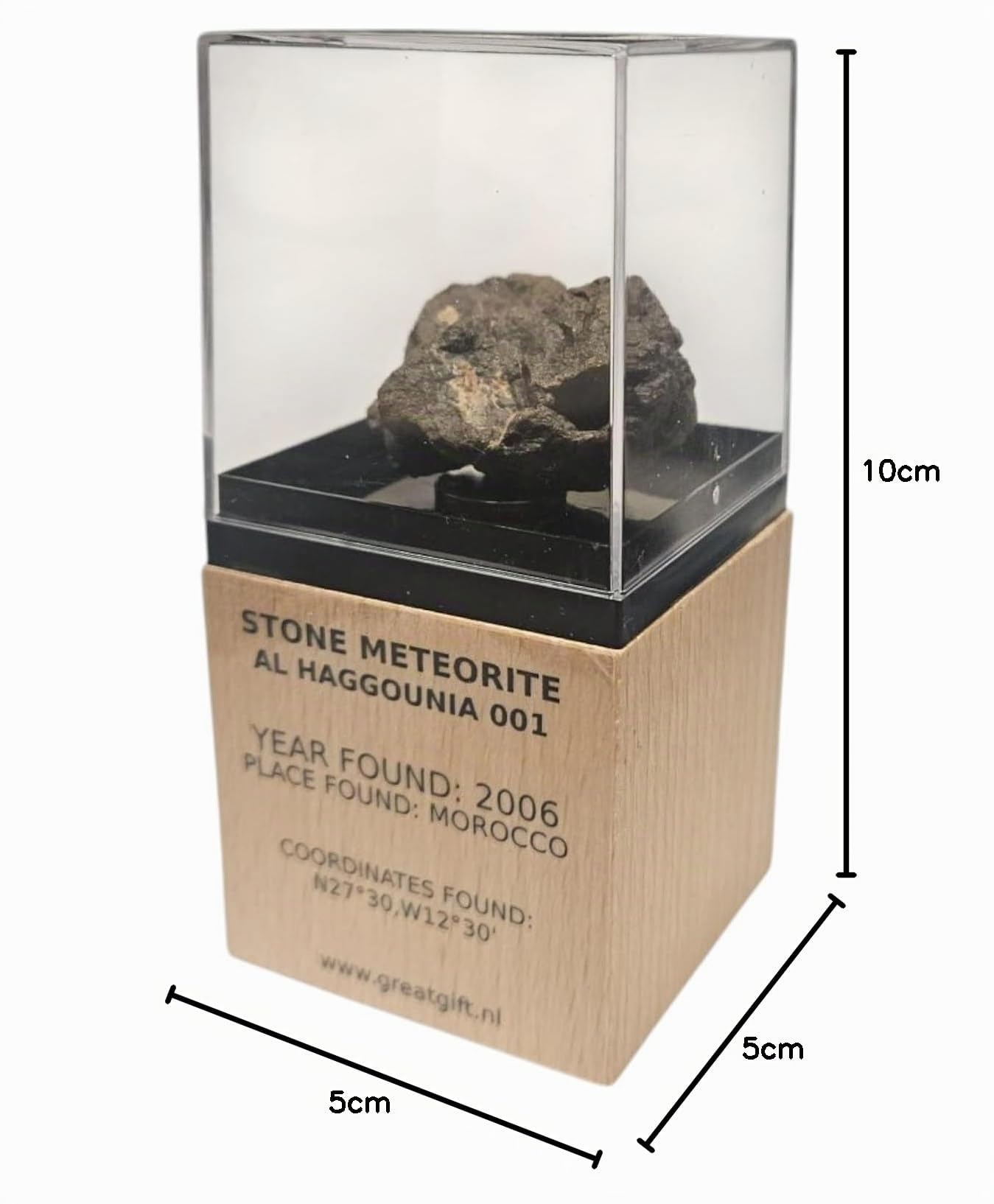 GreatGift Meteorite Standard -Al Haggounia 001 - Con certificato - Regalo molto speciale - Pietra spaziale - Pietra preziosa - Meteorite, gg-3111