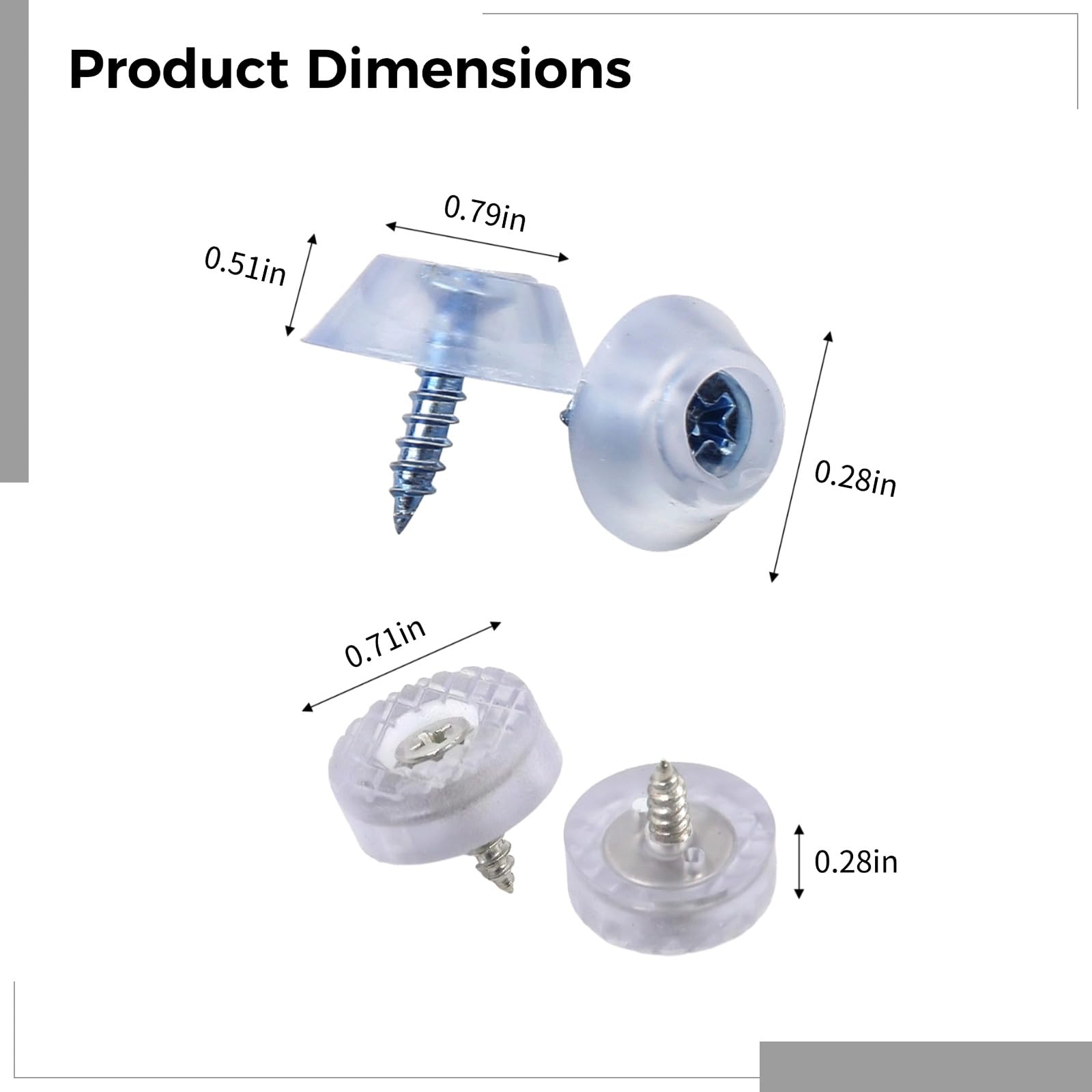 100er Pack Schraubenabdeckungen aus Gummi, klare PVC-Kappen mit Metallschrauben, Bodenschoner für Möbel, rutschfeste Füße für Holzmöbel, für Schränke, Tische und Stühle