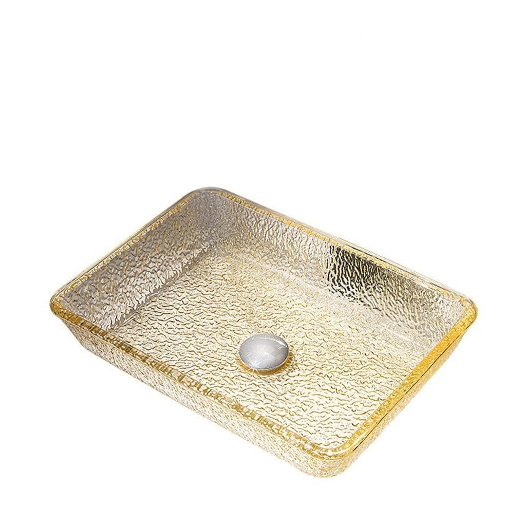 AYCDL Vanity Sink Basin Bathroom Vessel Sink Toilet Rectangular Wash Basin Tempered Glass Wash Basin Hotel Art Countertop Sink Bathroom Vanity,A-Sink only