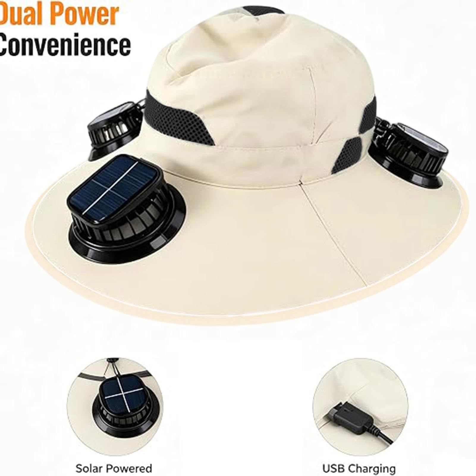 Cappello a ventaglio solare con 3 ventole, cappello da sole a tesa larga |