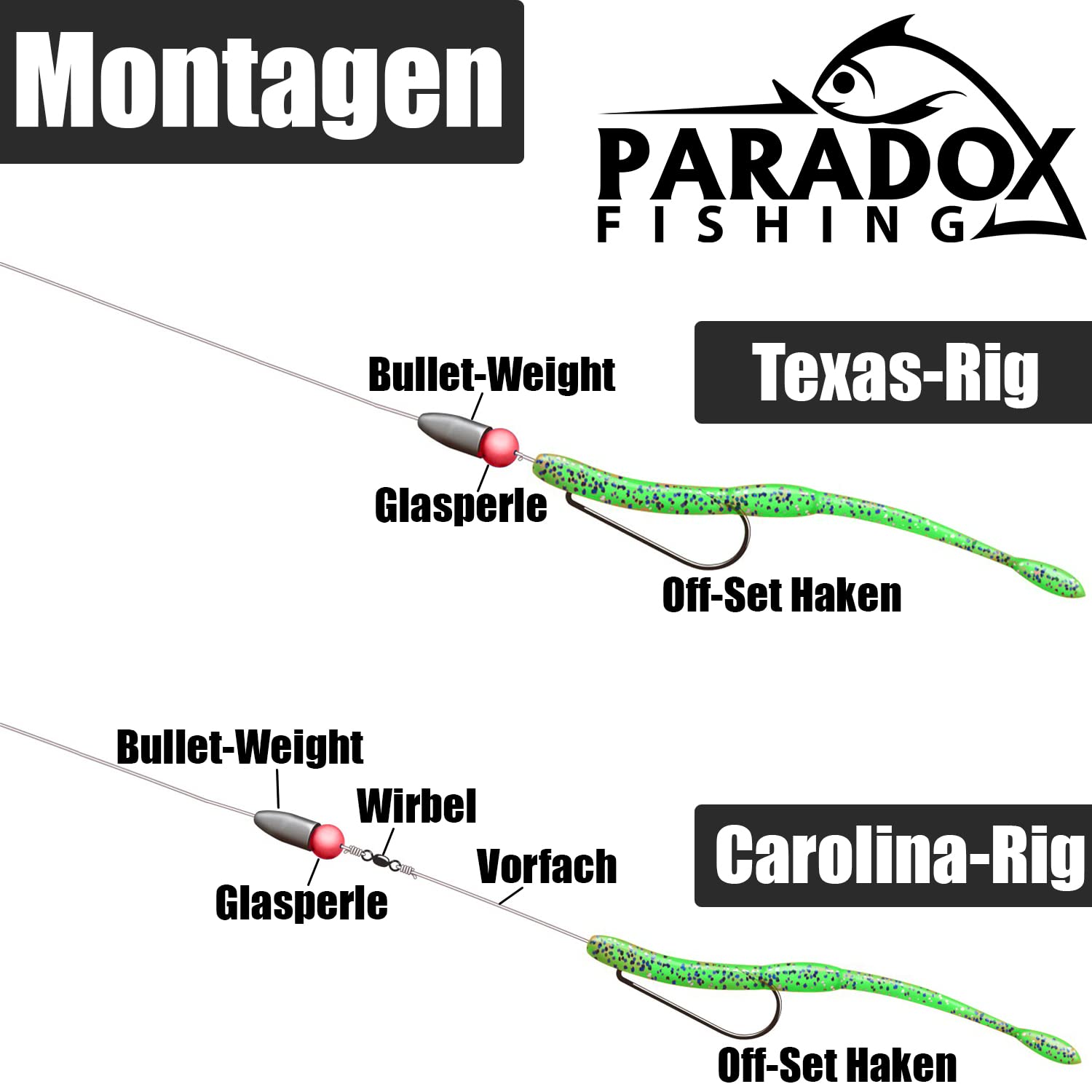 Paradox Fishing Carolina Rig/Texas Rig zestaw 3,5 g - 14 g z hakami offsetowymi i szklanymi koralikami, ołów do wędkowania, akcesoria wędkarskie Cheburaska Dropshot, ołów podstawowy, wędkarstwo
