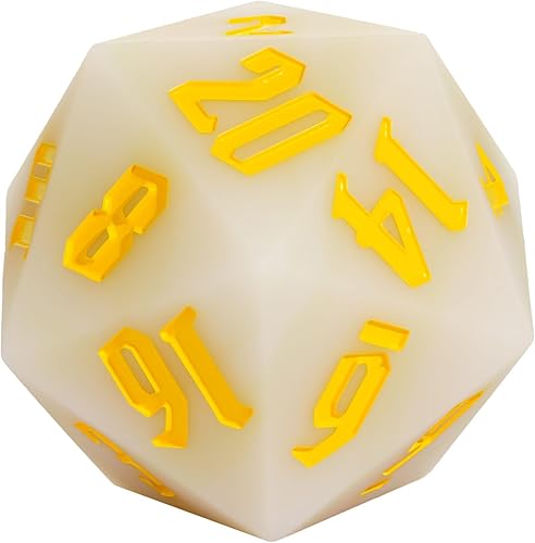 Silicona de 2.165 in D20, colores que cambian la luz, grandes D20 individuales de 20 caras DND, dados poliédricos gigantes D20 con caja de regalo