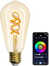 ANTELA WiFi E27 5W ST64 Edison Vintage LED Filament Light Bulb Warm White Equivalent 45 W Compatible with Alexa/Google Home, Amber Glass, 1 Piece