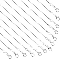 Paxcoo 25 Pack 1.2mm Silver Plated Snake Chains for Jewelry Making - Bulk 18 Inch Necklace Chains with Lobster Clasp