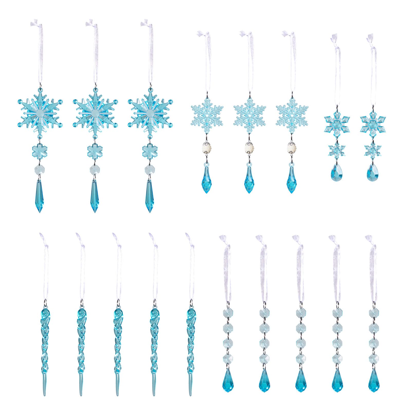 Tsophreniq 1 18pcs Shatterproof Acrylic Snowflake Ornaments, Crystal Hanging Decorations for Christmas Tree Home Festival Decor Crystal Christmas Decorations Set