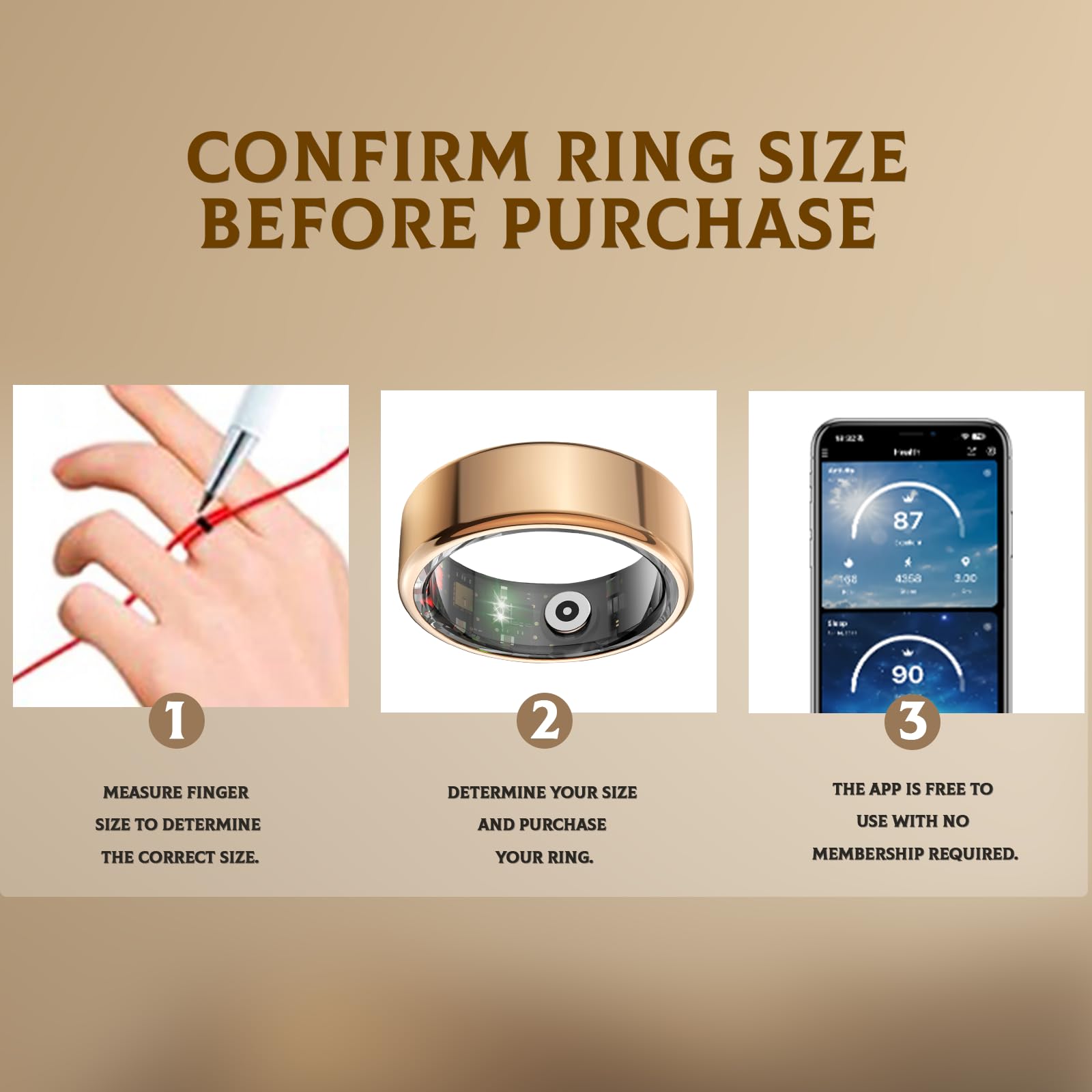 Bague Connectée Smart Ring pour Femme et Homme, Tracker Fitness avec Moniteur Fréquence Cardiaque, Sommeil, 100+ Sports, Podomètre, Étanche IP68, Sans Abonnement pour iOS/Android (Argenté, 9)