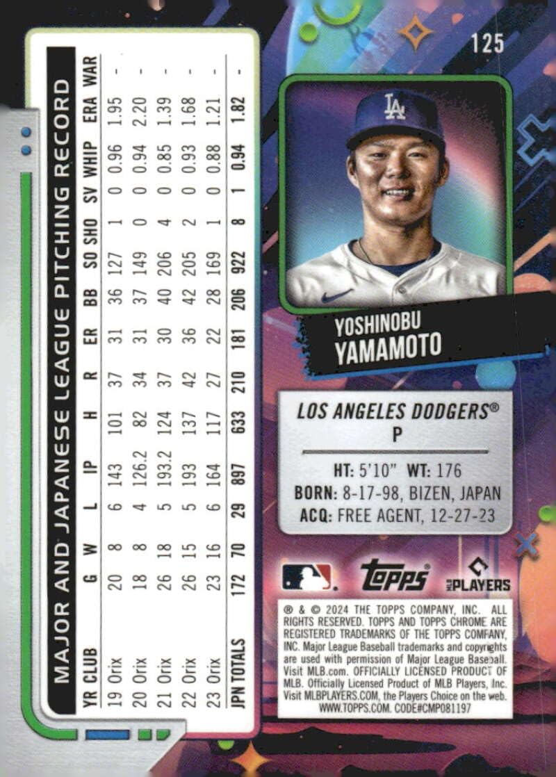 Amazon.com: 2024 Topps Chrome Cosmic #125 Yoshinobu Yamamoto Los
