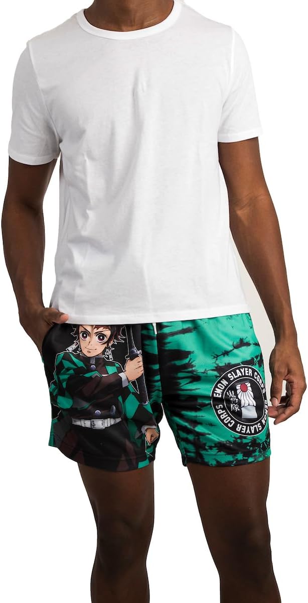 Demon Slayer Tanjiro Faux Split Wash Men's Lounge Shorts