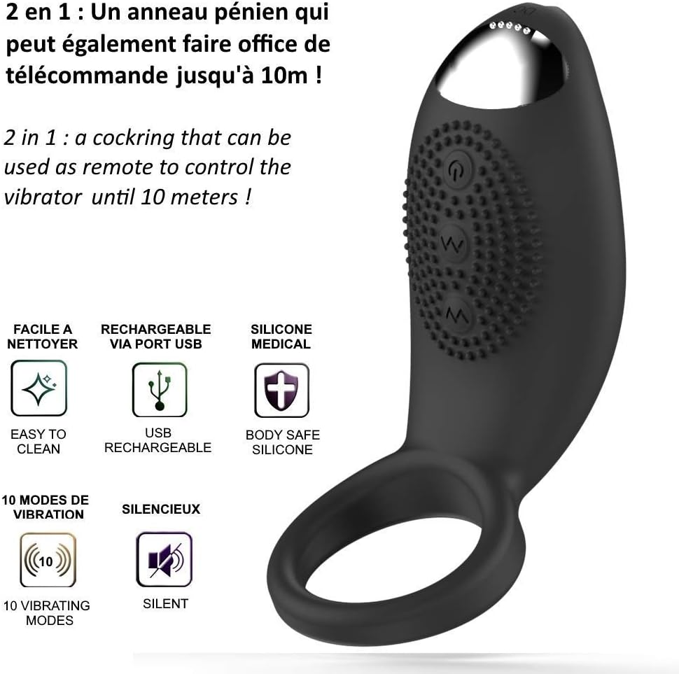 COMBO alfa 2 en 1 anillo de pene Cokring, vibrador controlado ...