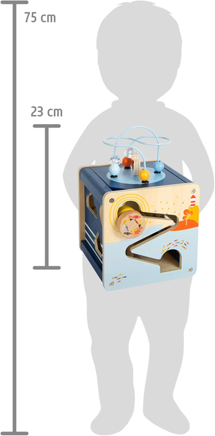 Small Foot Large Ocean Wooden Motor Skills Cube, Maritime Motor Skills Toy for Young Children from 12 Months, 12312