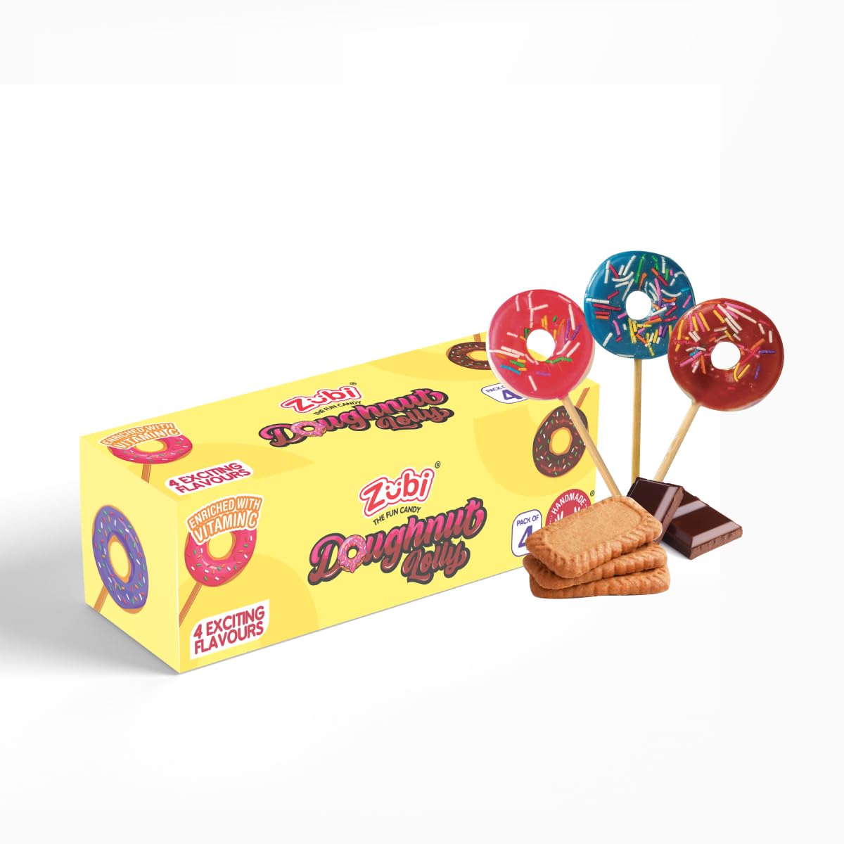 ZUBI THE FUN CANDY Doughnut Lolly | Enriched with Vitamin C
