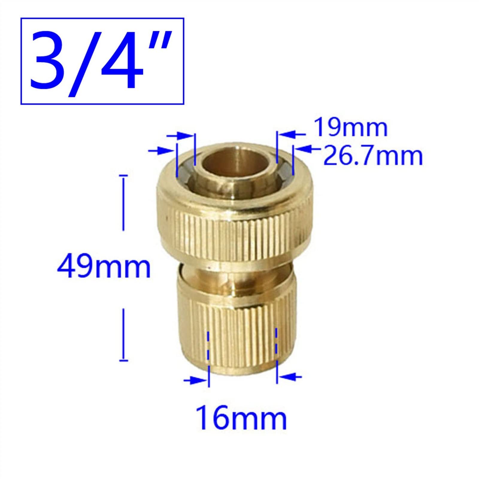 GANDE Conector rápido de Manguera Conector Waterstop de Cobre 16mm 20mm Adaptador de Manguera de riego 5 uds (Color : 1I2)