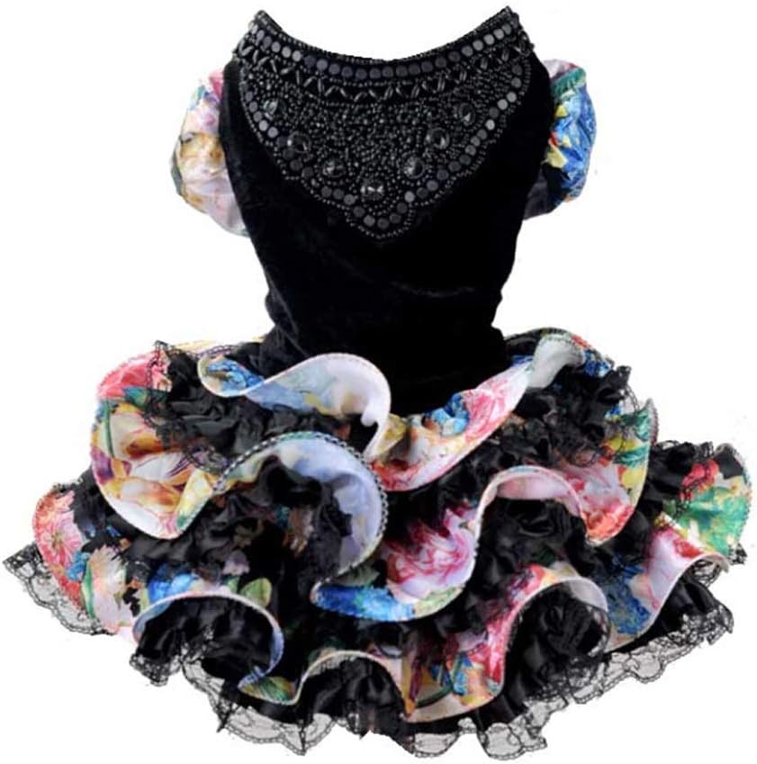 Autumn Winter Pet Dog Dresses for Small Dogs Princess Cats Skirt Clothes Pet Wedding Dress Party Dress XS S M L XL (Color : Black Size : Small) (Black Large)