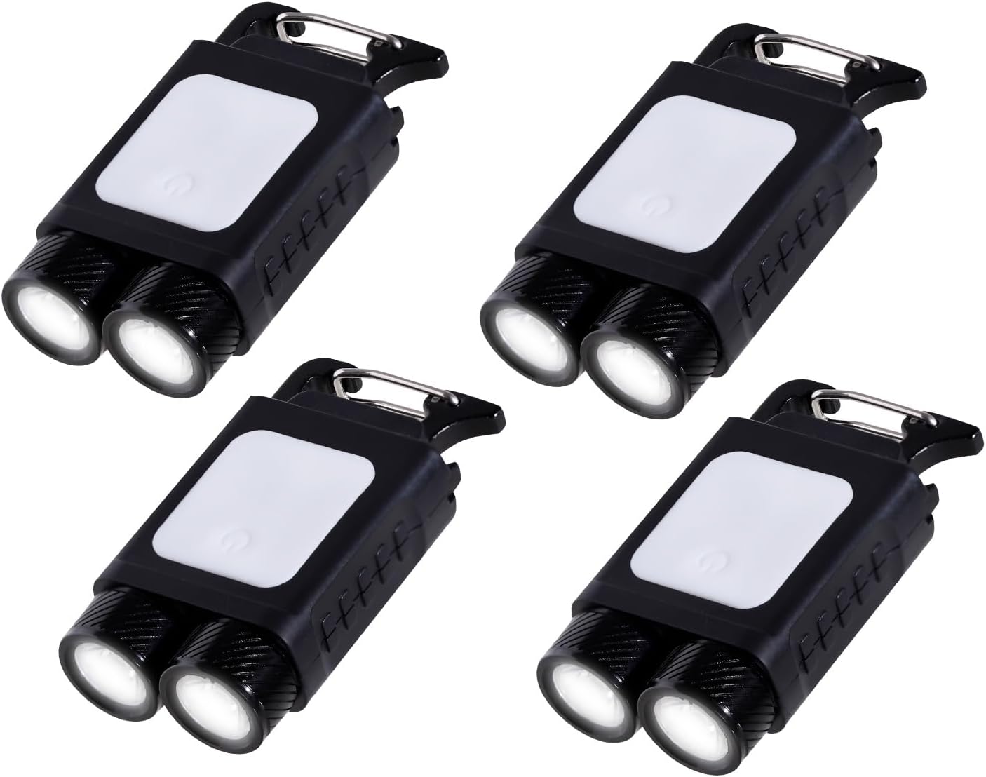 KunHe 4 Pack EDC Rechargeable Keychain LED Flashlights Mini Small Compact Portable Flashlight Bright 300 Lumens Magnetic Multi Mode Versatile Key Chain Lights