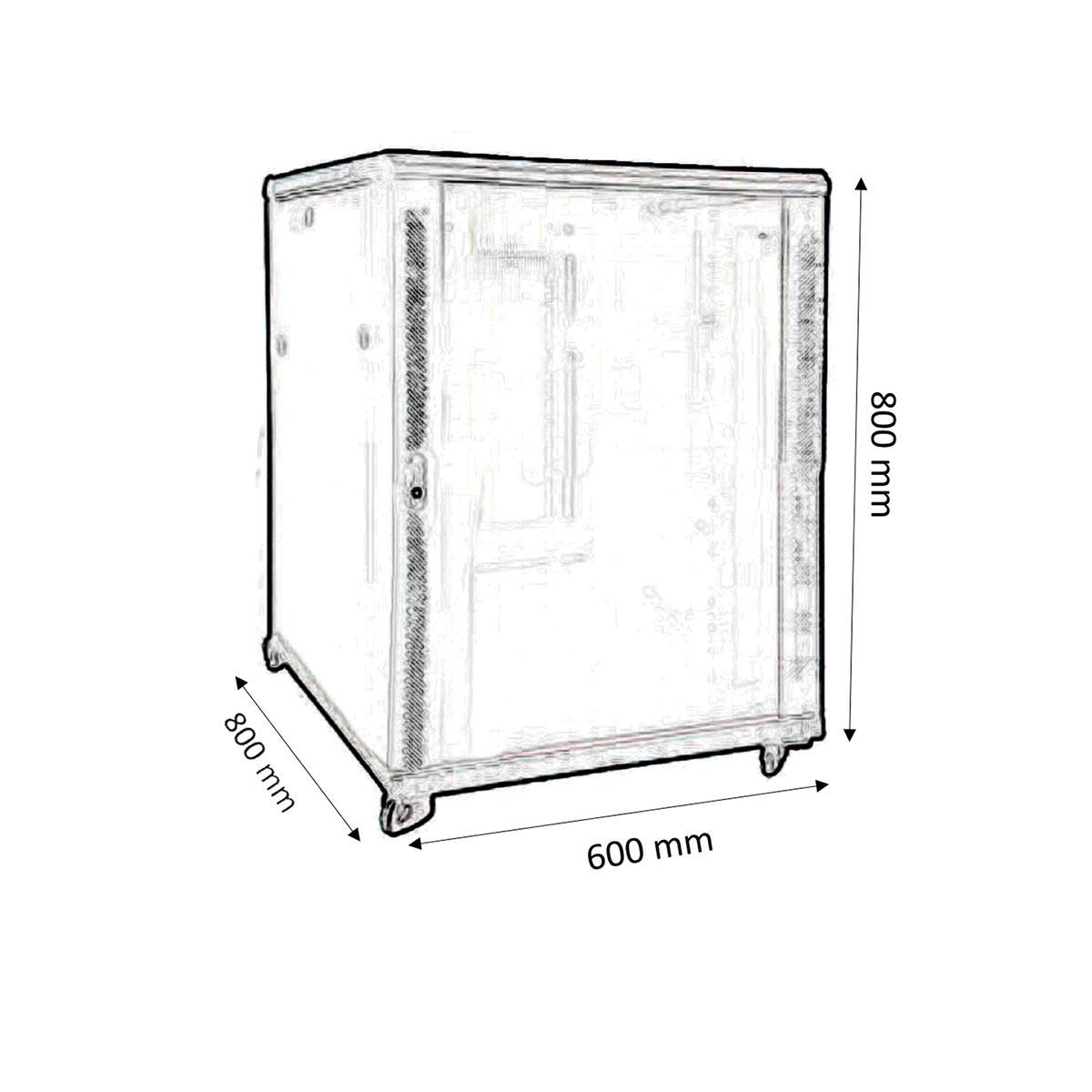 KIMEX 112-6815K Armadio Rack 19" da Pavimento, Larghezza 600 mm, profondità 800mm, 15 unità