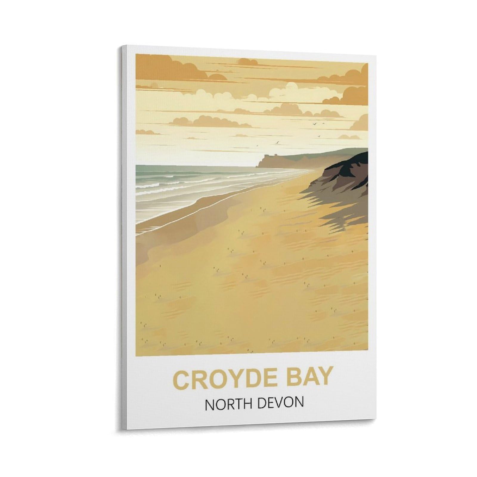 ZZHHEGN Croyde Bay North Devon Vintage Travel Posters 24x36inch(60x90cm) Canvas Art And Wall Art Picture Print