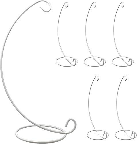 Miniatura 3 de BANBERRY DESIGNS Soportes de exhibición de adornos de Navidad, hierro forjado blanco, paquete de 6 unidades, 13 pulgadas de alto, soporte para