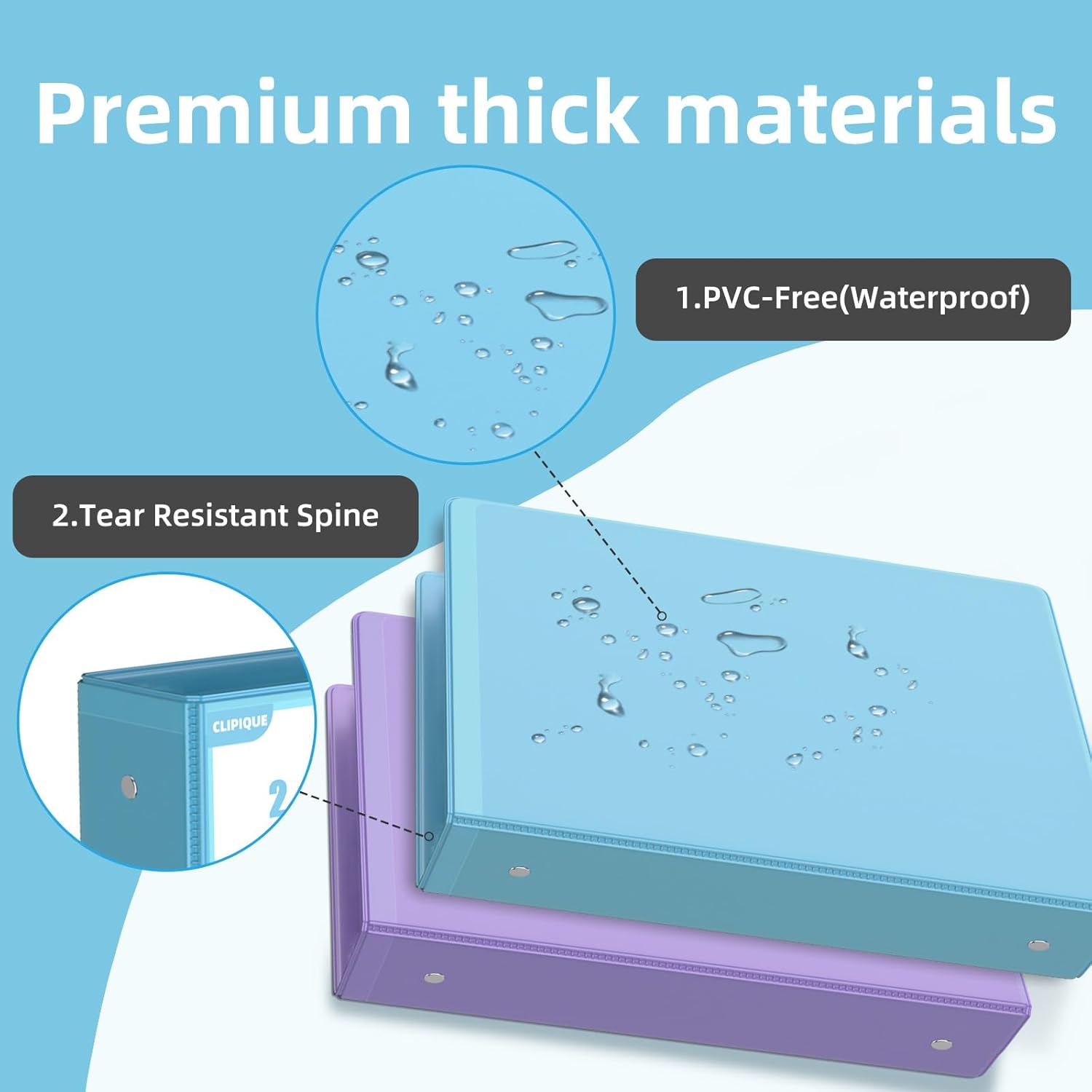 2 inch Binder 3 Ring, 4 Pack View Binder with 2 Pockets,PVC-Free,Customizable Clear View Cover for 8.5 x 11'' Letter Size Papers，Holds 450 Sheets, Round Ring
