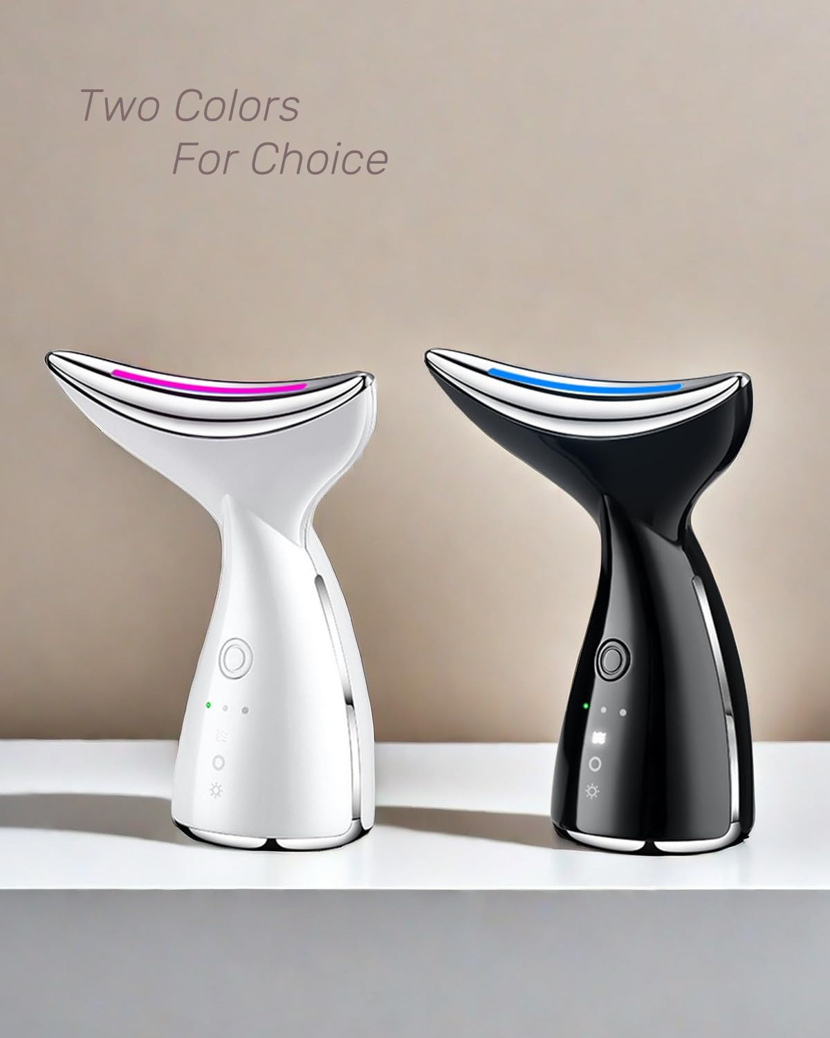 Dispositivo de belleza para rejuvenecimiento de la piel para rostro y cuello Tecnología LED de triple acción térmica y vibración, levanta y aprieta la piel flácida para un aspecto radiante (blanco)