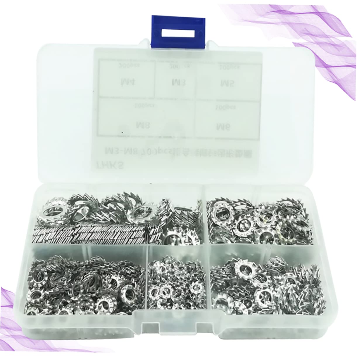SOLUSTRE 2100stücke Galvanisierte Zähne Unterlegscheiben Externe Zahnscheiben Für Sumpfstecker Und Maschinen Praktischer Aufbewahrungsbox Für Elektrische Und Thermische Leitfähigkeit