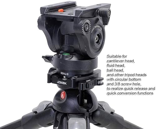 Miniatura 8 de Adaptador de liberación rápida de metal, convertidor de montaje en cabeza de trípode para cabeza voladiza, cabezal de fluido, cabeza de bola,