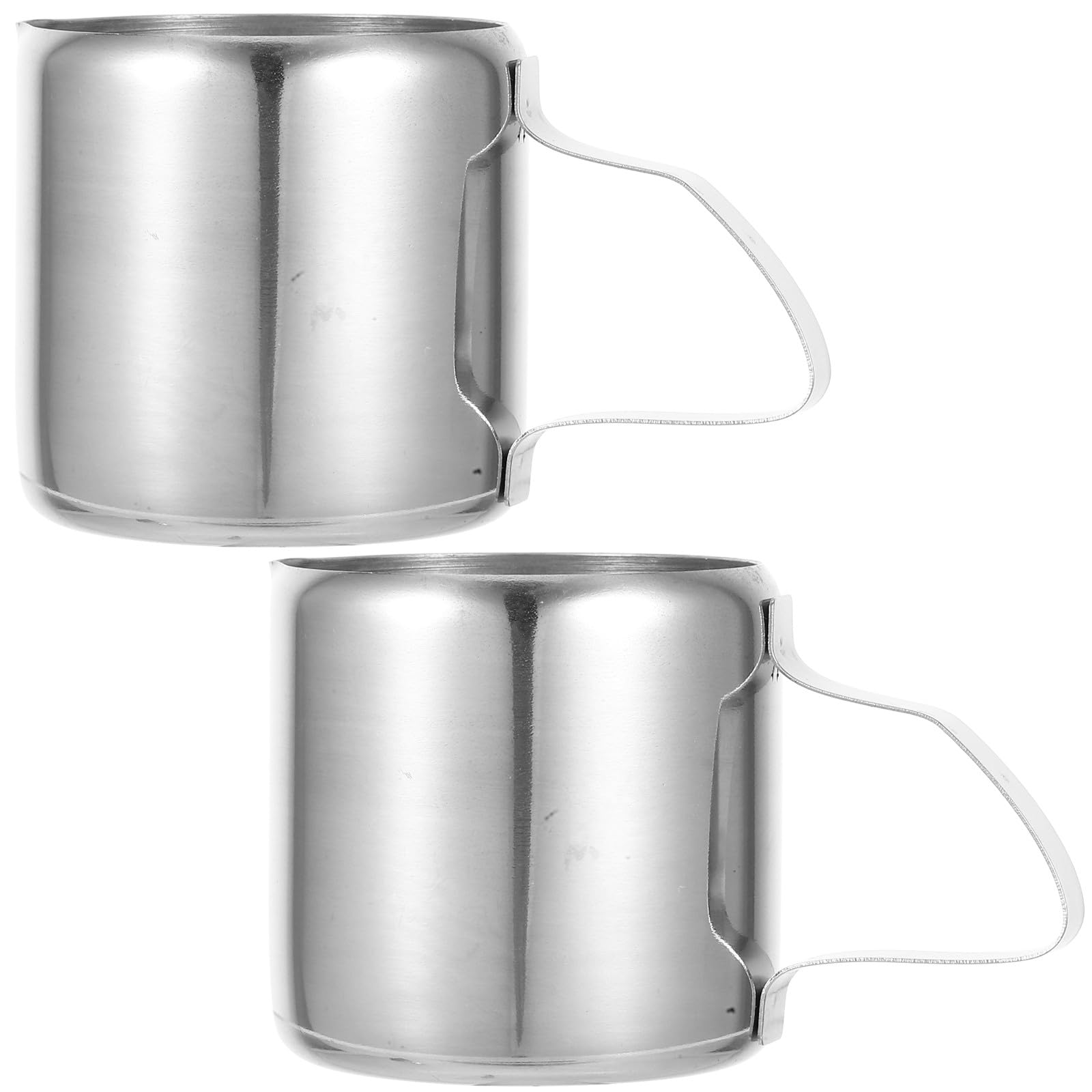 Housoutil Stainless Steel Milk Frothing Pitcher 90ml Metal Latte Cup Coffee Milk Beaker for Espresso Machine Accessories 2pcs