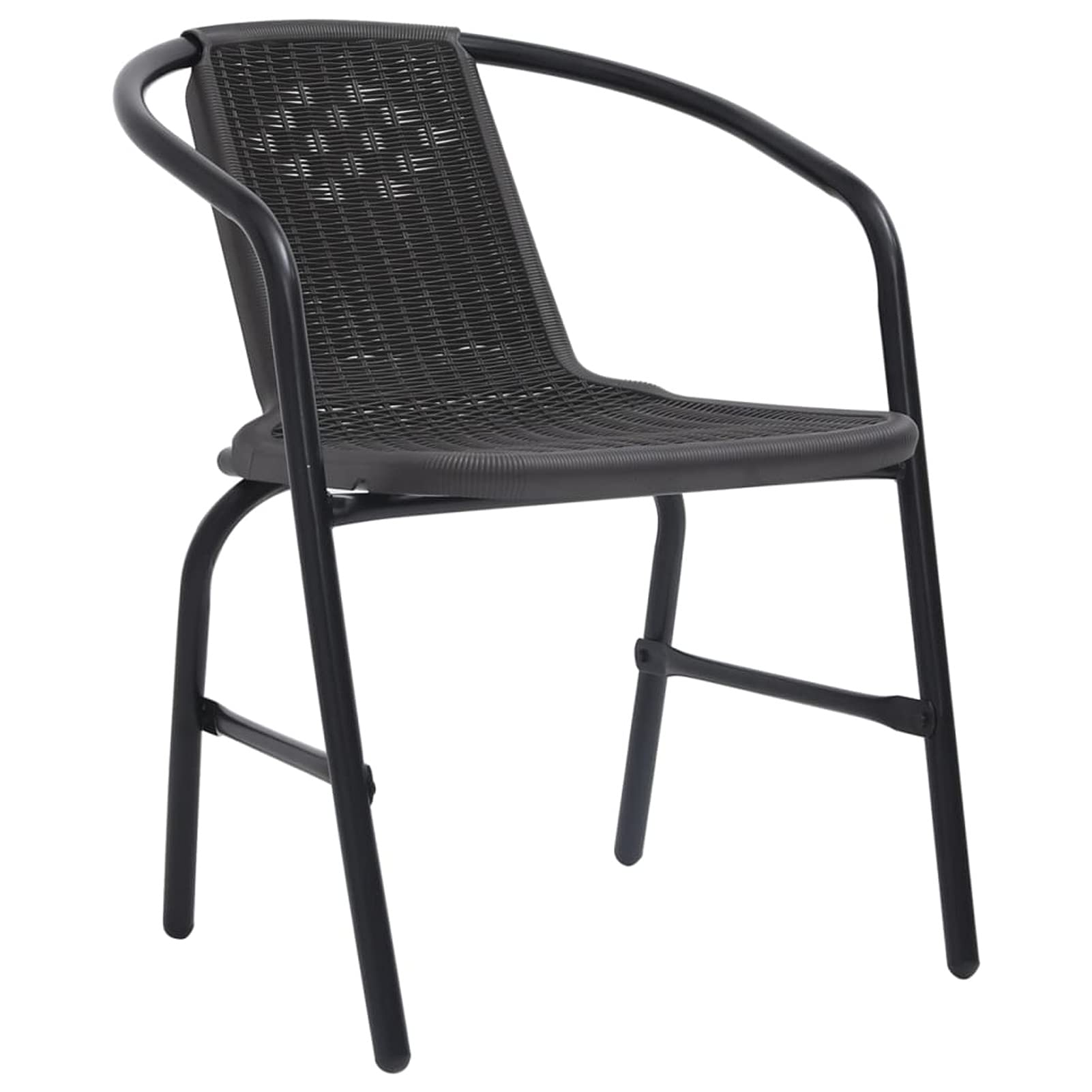 Krzesła ogrodowe, 2 szt., plastikowe rattanowe i stalowe, 110 kg, krzesła ogrodowe, odporne na warunki atmosferyczne, drewno, meble ogrodowe, balkon, patio, taras, krzesło do układania w stos