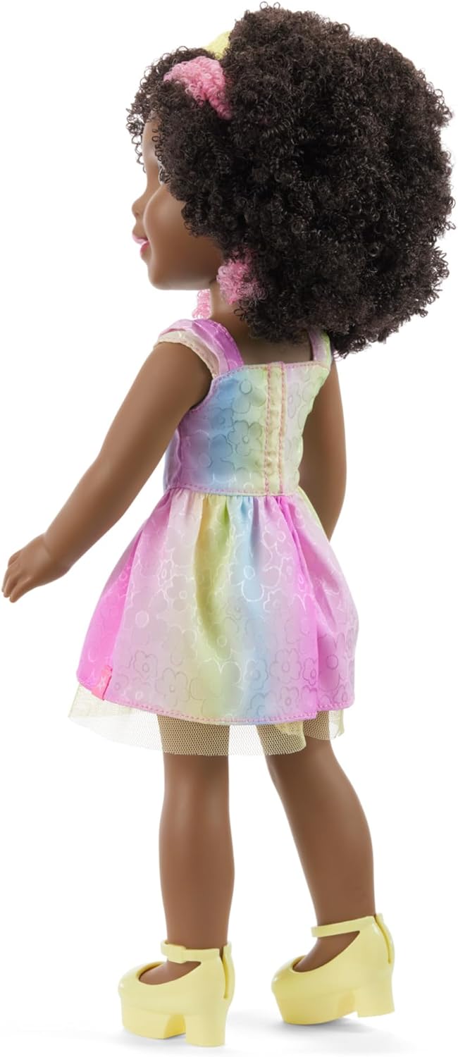 American Girl, AG Sisters Wesley Doll, Brown Eyes, Short Curly Dark-Brown Hair with Pink Highlights, 14.5", Age 4+