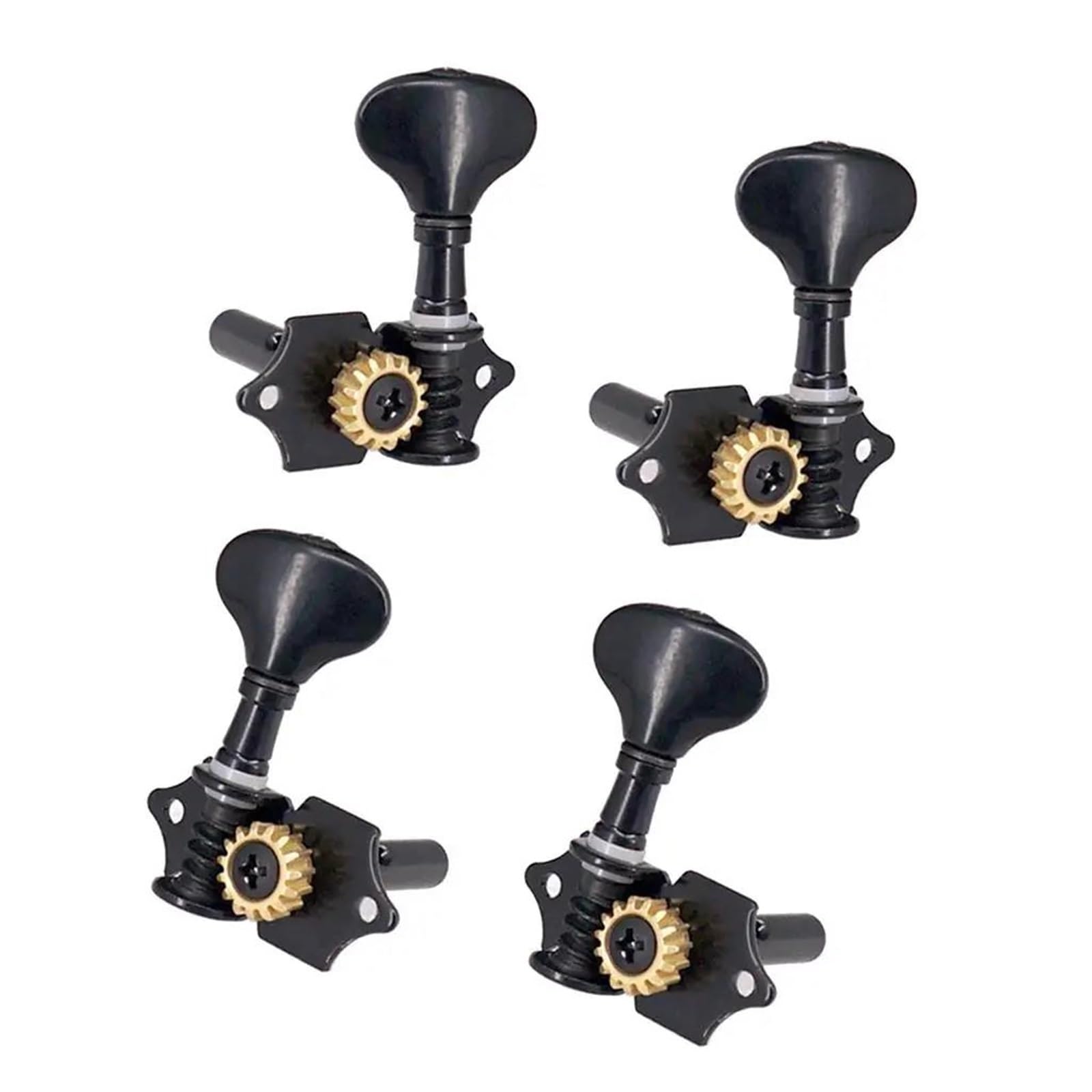 Meccaniche Per Chitarra Nero Argento Ukulele Testa Della Macchina Accordatori Ferro Pioli Set Parti Accessorio Per Chitarra(Black)